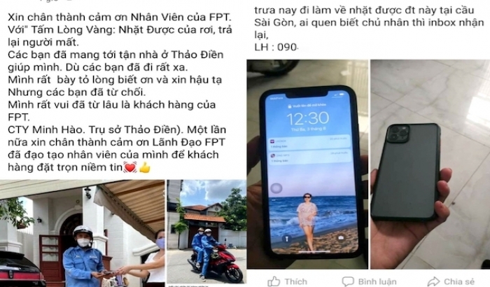 Nhân viên kỹ thuật FPT Telecom nhặt được điện thoại Iphone 11 trả lại người đánh rơi