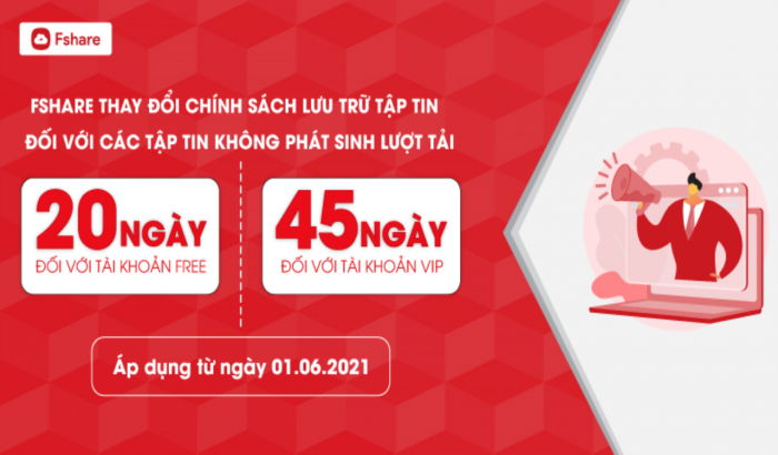Fshare tăng thời gian lưu trữ tập tin cho người dùng từ 1/6