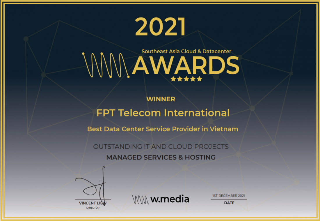 FPT Telecom giành giải thưởng Nhà cung cấp Dịch vụ Trung tâm Dữ liệu tốt nhất Việt Nam năm 2021