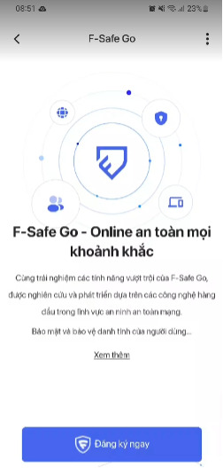 Giao diện đăng ký dùng thử F-Safe Go trên Hi-FPT